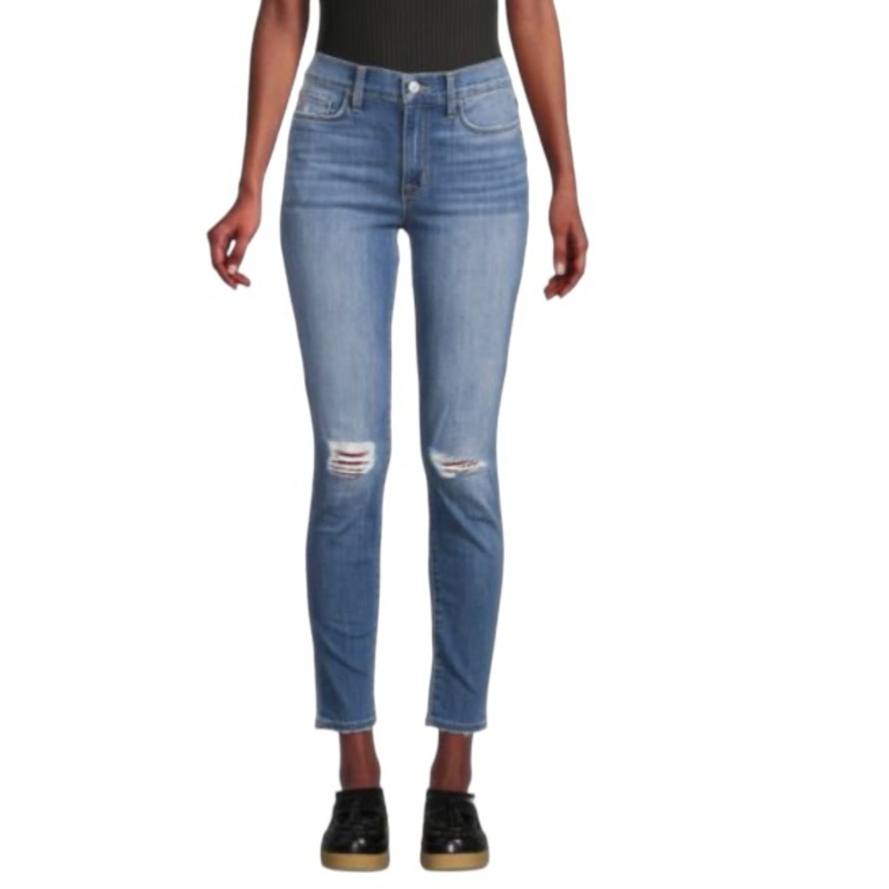 Hudson Tally Skinny Jeans Distressed Blown Out Knees Medium Wash Size 30